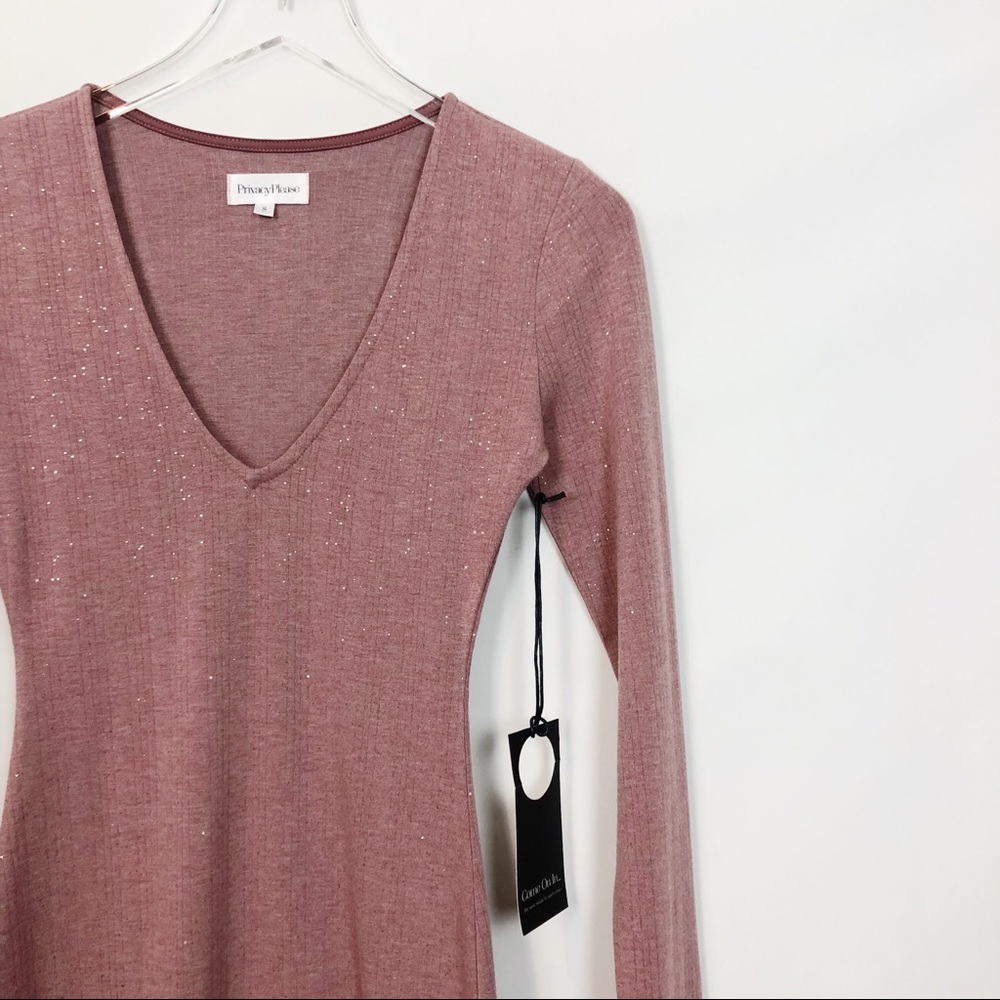 Privacy Please Pink Shimmer Ribbed Bodycon Small - Picture 3 of 5